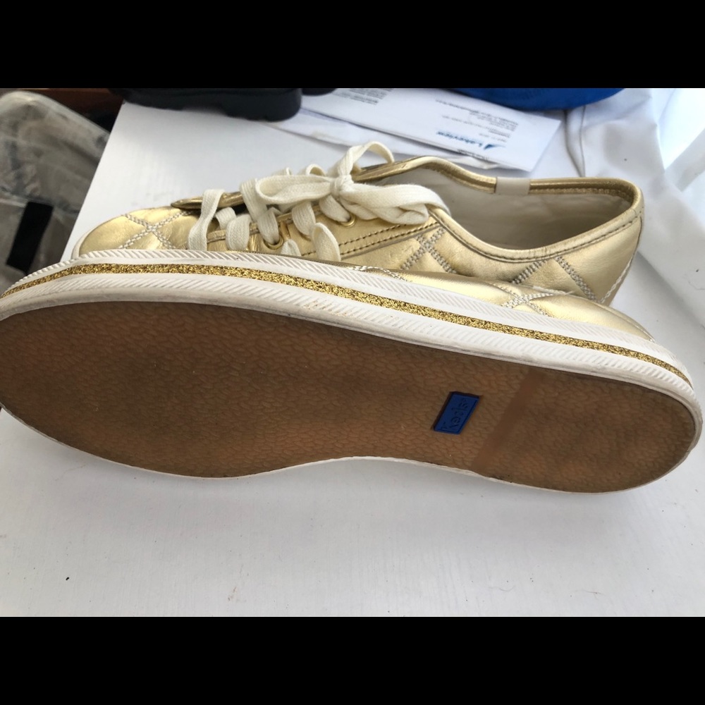 Kate Spade Keds Gold Quilted Sneakers in size 8